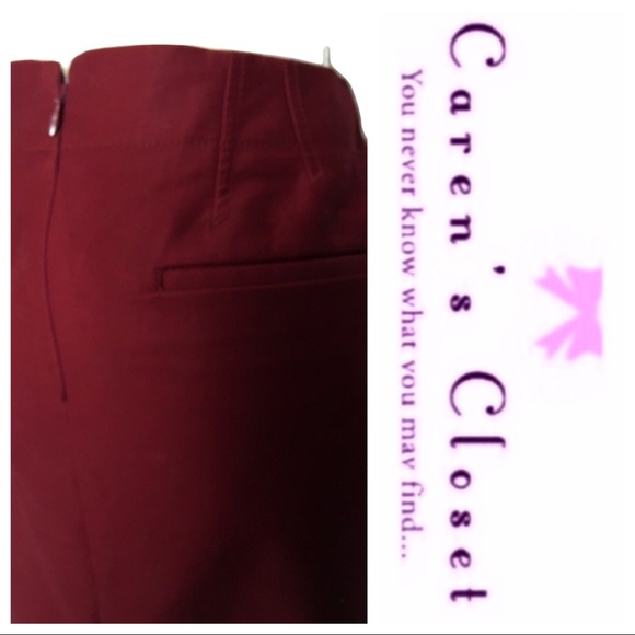 J Crew Burgundy Double Serge Cotton Pencil Skirt. - Picture 5 of 5